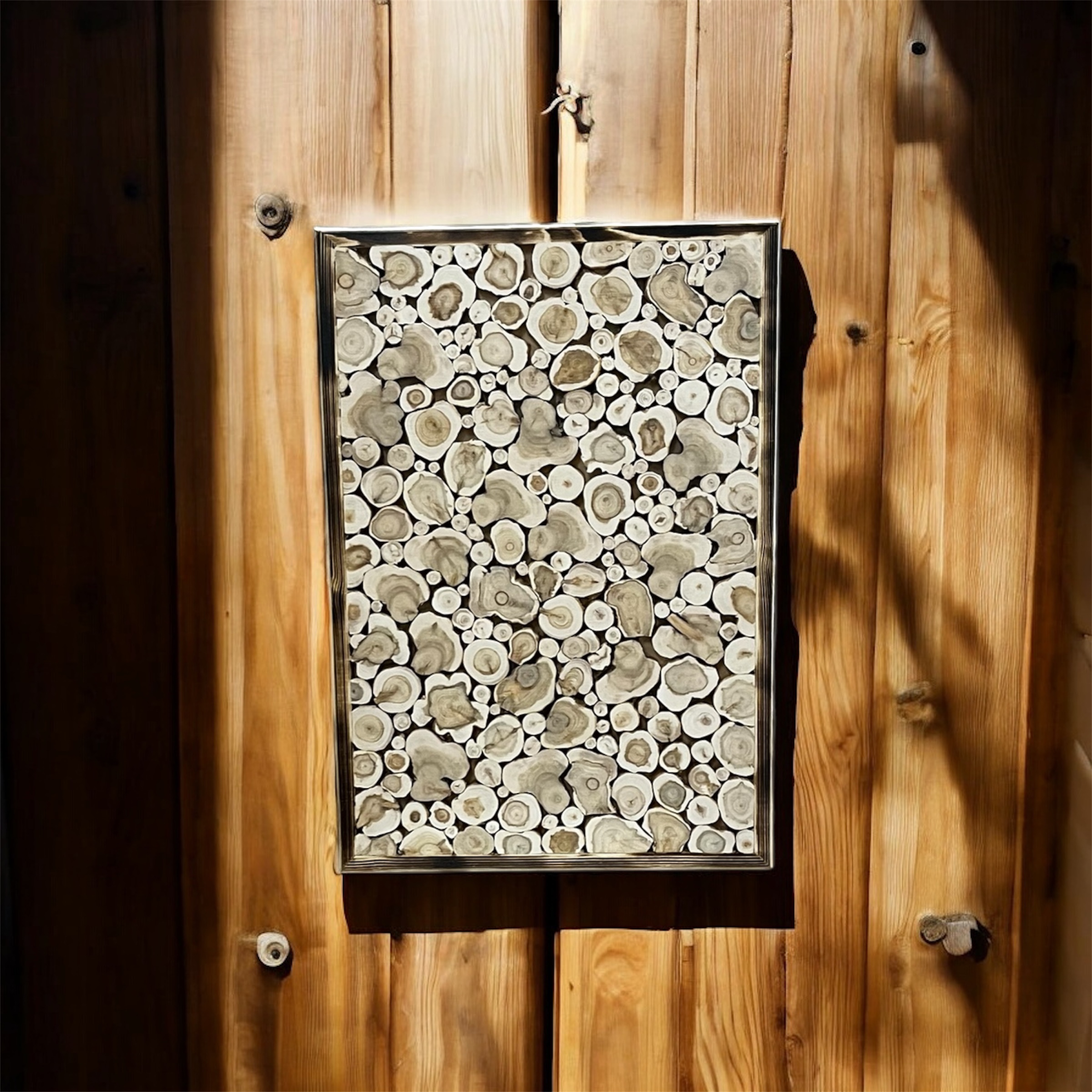 Natural juniper panels in a sauna